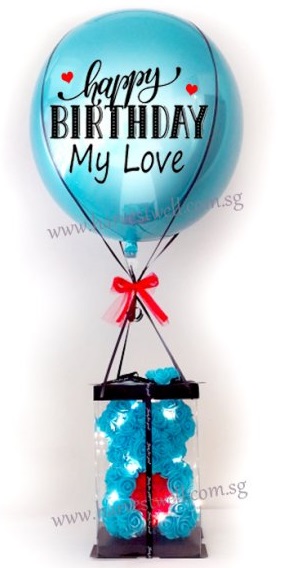 teddy bear in hot air balloon